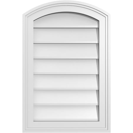 Ekena Millwork Arch Top Surface Mount PVC Gable Vent: Functional, w/ 2"W x 1-1/2"P Brickmould Frame, 16"W x 24"H GVPAR16X2402SF